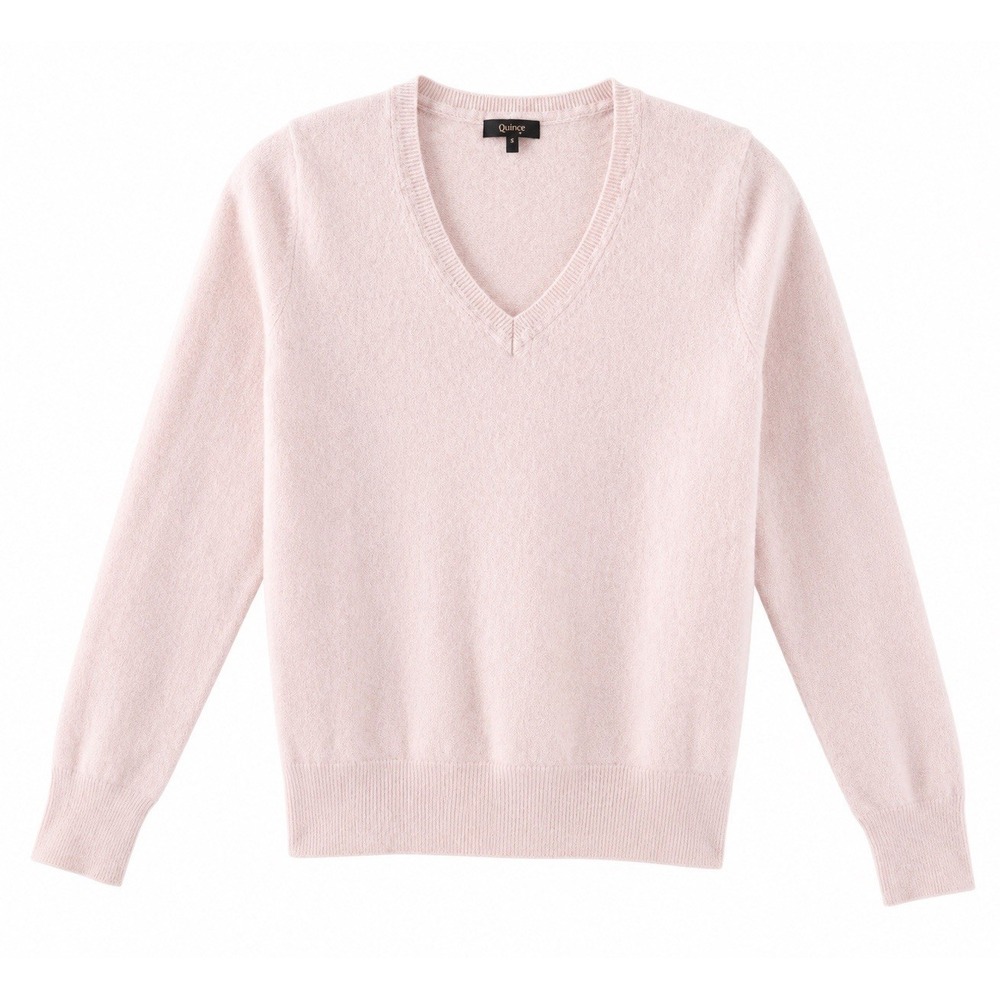 Quince Mongolian Cashmere V-Neck Sweater Women XL Minimal Pink 100% Cashmere - Picture 2 of 6